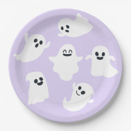 Paarse Leuke Ghost Halloween Herfst Baby shower Papieren Bordje