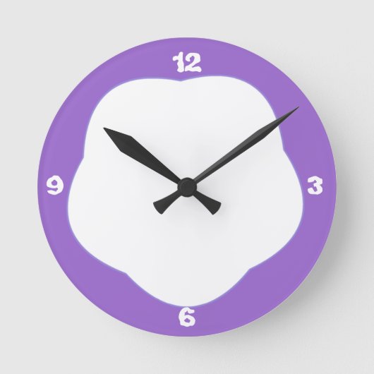 Paarse leuke ontwerper ronde klok (Voorkant)