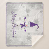 Paarse Leuke Sneeuwman Vakantie Sherpa Blanket Sherpa Deken (Voorkant)