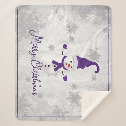 Paarse Leuke Sneeuwman Vakantie Sherpa Blanket Sherpa Deken (Voorkant)