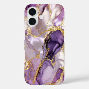 Paarse Levander Marmeren Hoesje Goud Luxe