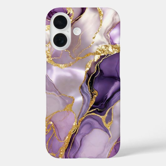 Paarse Levander Marmeren Hoesje Goud Luxe (Achterkant)