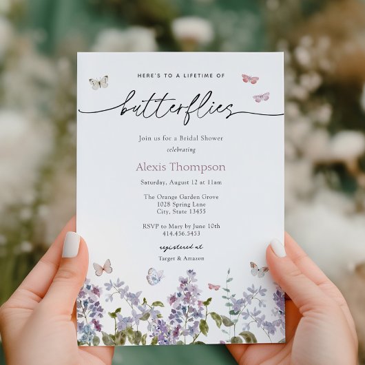 Paarse Leven van Vlinders Vrijgezellenfeest Kaart