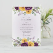 Paarse Levendige Botanische Bruiloft Kaart (Staand voorkant)