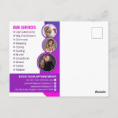 Paarse Levendige Haar Stylist Salon Beauty Make-up Briefkaart (Achterkant)