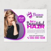 Paarse Levendige Haar Stylist Salon Beauty Make-up Briefkaart (Voorkant)