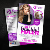 Paarse Levendige Haar Stylist Salon Beauty Make-up Flyer
