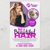 Paarse Levendige Haar Stylist Salon Beauty Make-up Flyer (Voorkant)