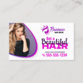 Paarse Levendige Haar Stylist Salon Beauty Make-up Visitekaartje (Voorkant)