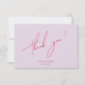 Paarse & Levendige Rode Eenvoudige Huwelijk Dank u Bedankkaart (Voorkant)