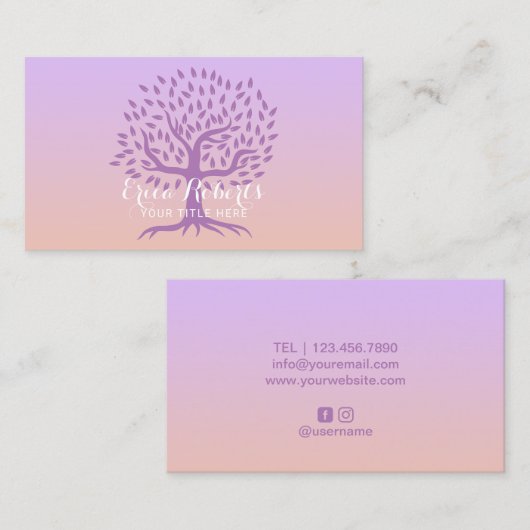 Paarse levensboom Massage therapie Salon & Spa Visitekaartje (Voorkant / Achterkant)