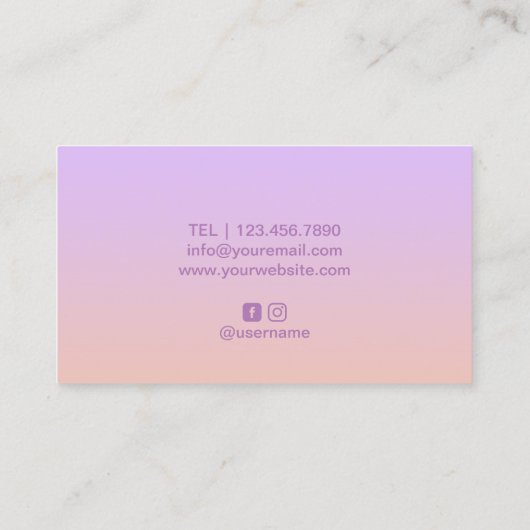 Paarse levensboom Massage therapie Salon & Spa Visitekaartje (Achterkant)