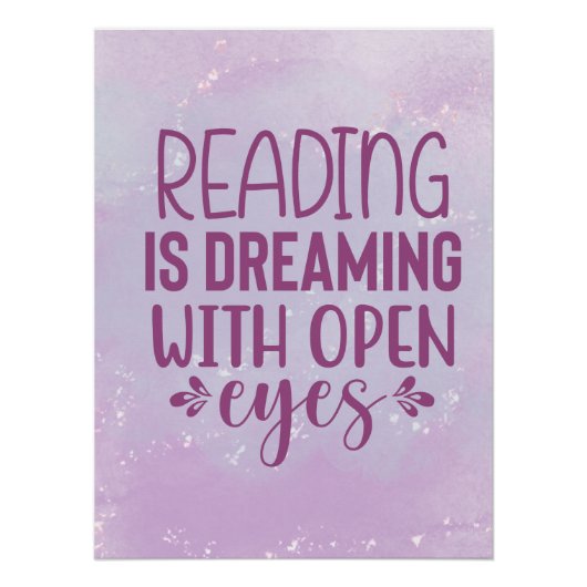 Paarse Lezen is Dromen Met Open Ogen Poster (Voorkant)