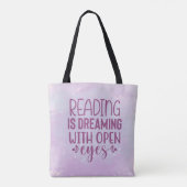 Paarse lezing is droomig met Open Eyes Koffie Tote Bag (Achterkant)
