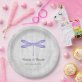 Paarse Libel Bruiloft Papieren Borden Bordje (Feest)