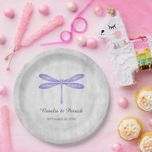 Paarse Libel Bruiloft Papieren Borden Papieren Bordje (Feest)