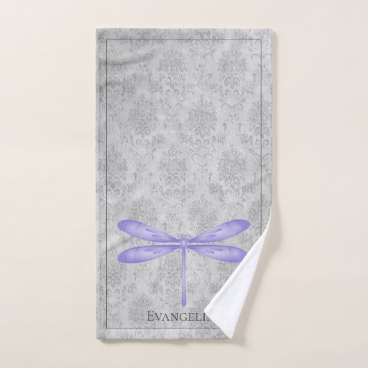 Paarse libel Damask Bad Handdoek (Handdoek)