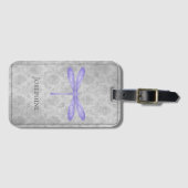 Paarse libel Damask Bagagelabel (Voorkant (horizontaal))