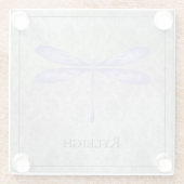 Paarse libel Damask Glazen Onderzetter (Achterkant)