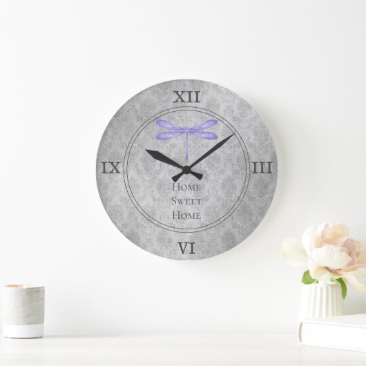 Paarse libel Damask Grote Klok (Huis)