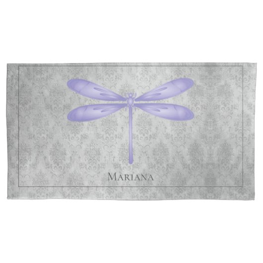 Paarse libel Damask Kussensloop (Voorkant)