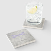 Paarse libel Damask Stenen Onderzetter (Zijkant)