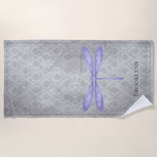 Paarse libel Damask Strandlaken (Voorkant)