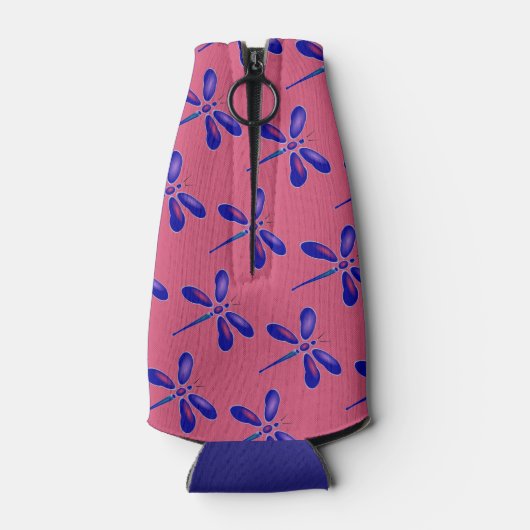 Paarse libel digitale kunst flesjeskoeler (Achterkant)