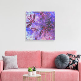 Paarse Libelle Nevel Canvas Afdruk