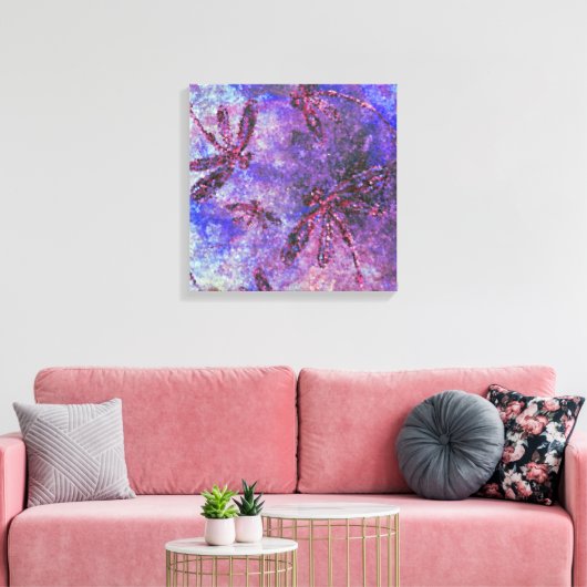 Paarse Libelle Nevel Canvas Afdruk (Insitu (Woonkamer))