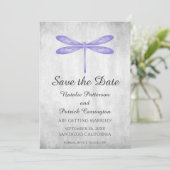 Paarse Libelle Save the Date Uitnodiging (Staand voorkant)