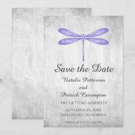 Paarse Libelle Save the Date Uitnodiging