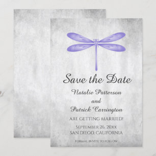 Paarse Libelle Save the Date Uitnodiging