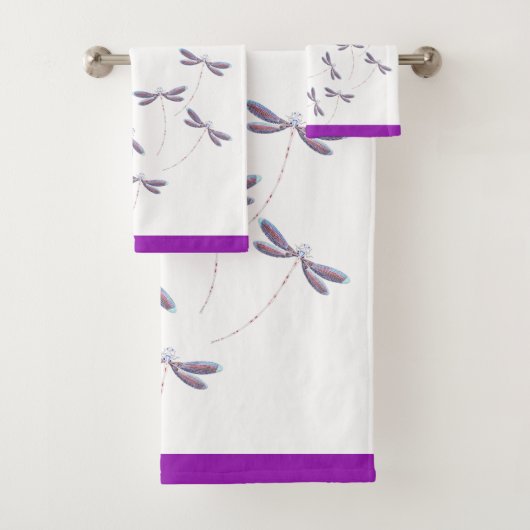 Paarse libellen bad handdoek (Insitu)