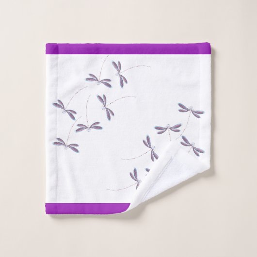 Paarse libellen bad handdoek (Wasdoekje)