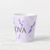 Paarse libellen, gepersonaliseerde koffiehandjes latte mok (Voorkant)