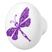 Paarse libellen met een witte dragonvlieg keramische knop (Rechts)