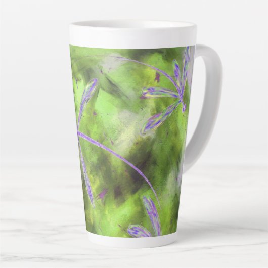 Paarse libellen op Limoen Latte Mok (Rechterhoek)