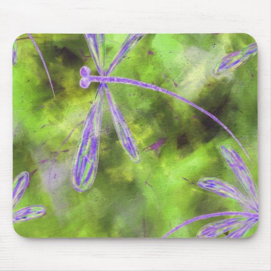 Paarse libellen op Limoen Muismat (Voorkant)