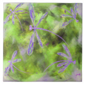 Paarse libellen op limoengroen tegeltje (Voorkant)