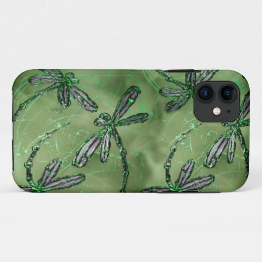 Paarse libellen op zacht groen Case-Mate iPhone case (Achterkant (horizontaal))