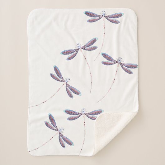 Paarse libellen sherpa deken (Voorkant)