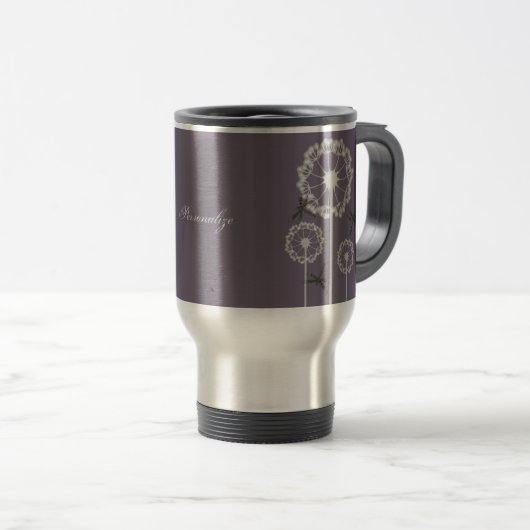 Paarse libellen Travel Mug Reisbeker (Voorkant rechts)
