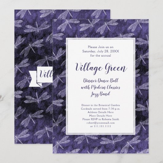 Paarse libellen Zomnacht Elegant BBQ Kaart (Voorkant / Achterkant)