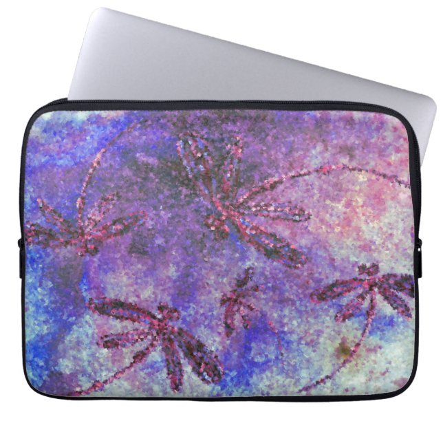 Paarse Libellenmist Laptop Sleeve (Voorkant)