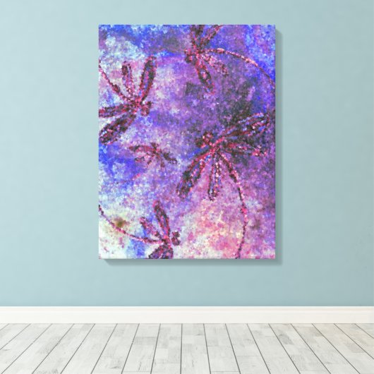 Paarse Libellennevel Canvas Afdruk (Insitu (Houten vloer))