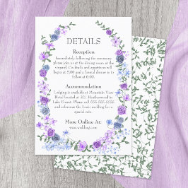 Paarse Lichtblauw Roos Tuin Wijnstok Wedding Detai Informatiekaartje