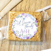 Paarse & Lichtblauwe Bloemenkrans Trouwmonogram Ronde Sticker