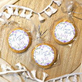 Paarse & Lichtblauwe Bloemenkrans Trouwmonogram Ronde Sticker