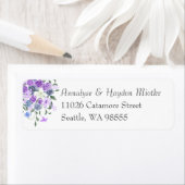 Paarse, Lichtblauwe Roos Boeket Adreslabels Etiket (Insitu)